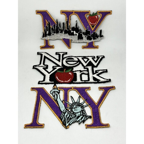 Set 3 NY Big Apple Statue Liberty Embroidered Patches 3"x5" Sew Iron-on NEW - Picture 1 of 5